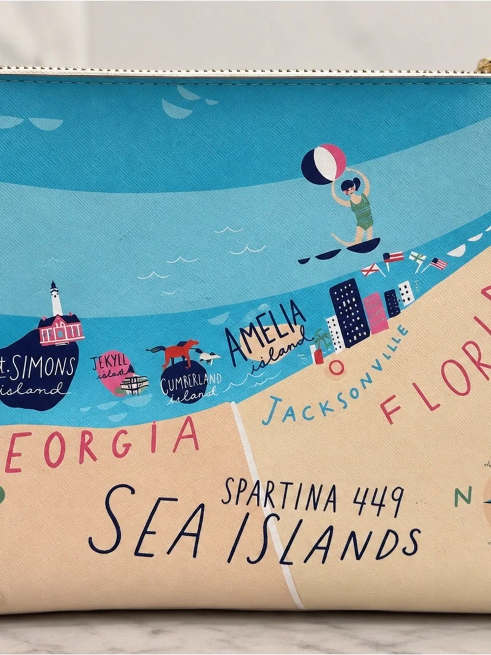 Spartina 449 Sea Islands South Carolina Coastal Map Travel Cosmetic Bag